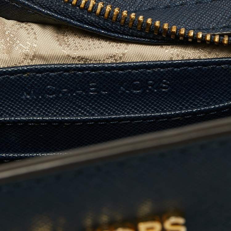 Pre Owned Michael Kors Navy Blue Leather Mini Selma Crossbody Bag