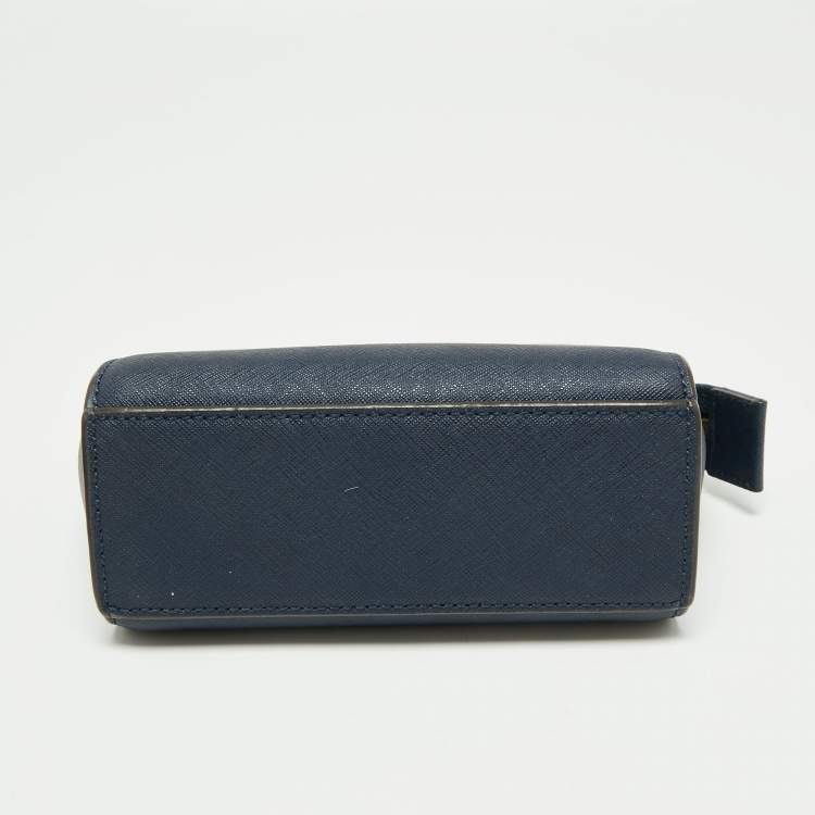 Pre Owned Michael Kors Navy Blue Leather Mini Selma Crossbody Bag