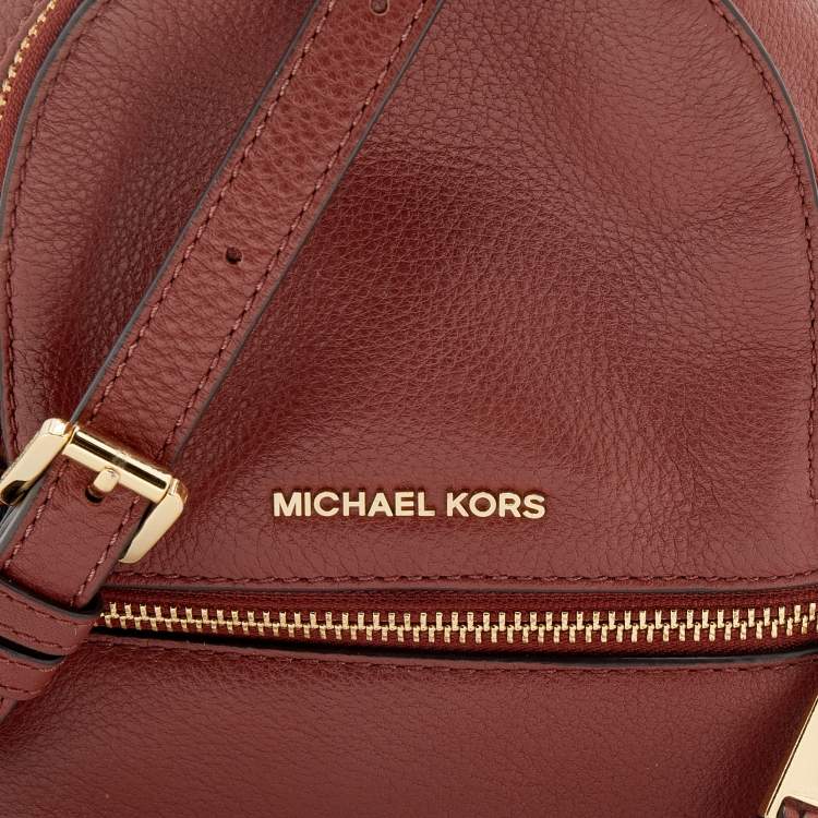Pre Owned Michael Kors Brown Leather Rhea Zip Backpack