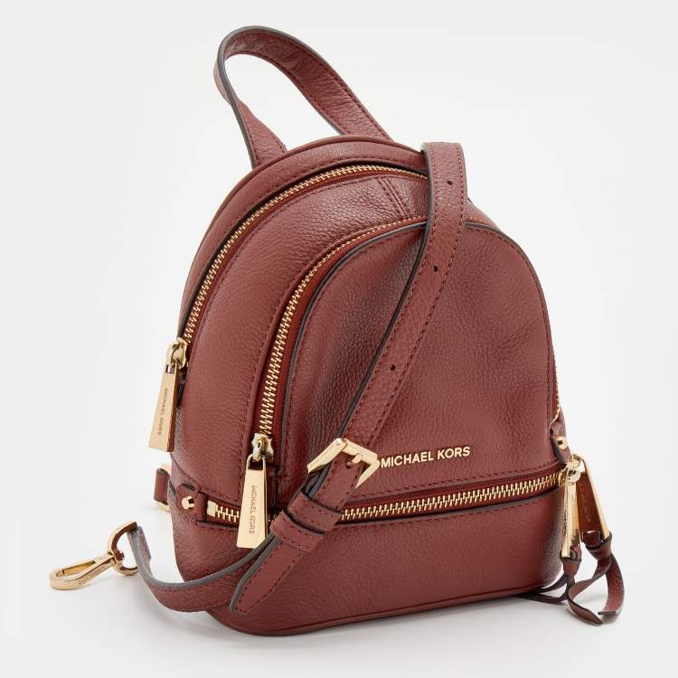 Pre Owned Michael Kors Brown Leather Rhea Zip Backpack