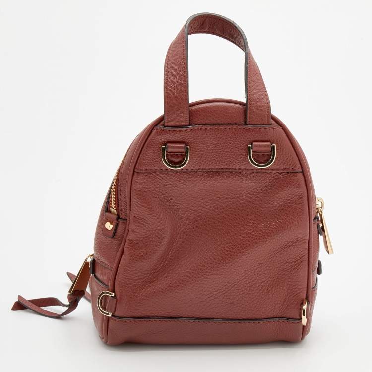 Pre Owned Michael Kors Brown Leather Rhea Zip Backpack