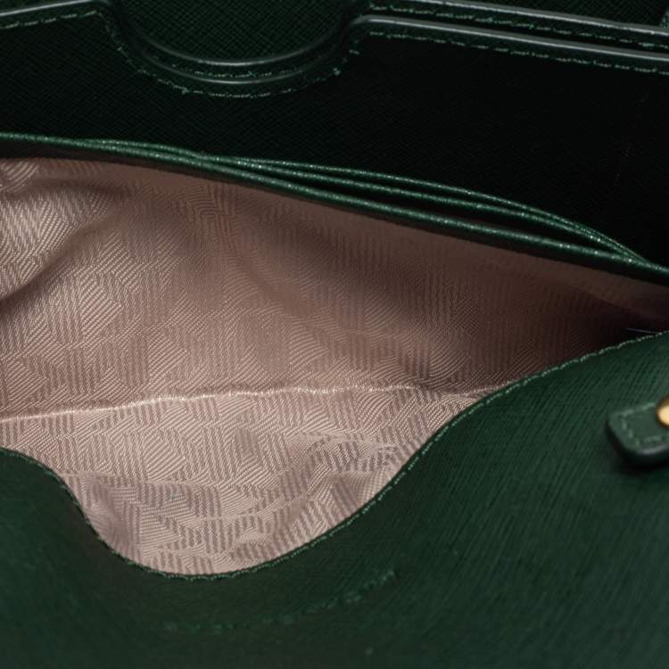 Pre Owned Michael Kors Green Leather Flap Crossbody Bag 