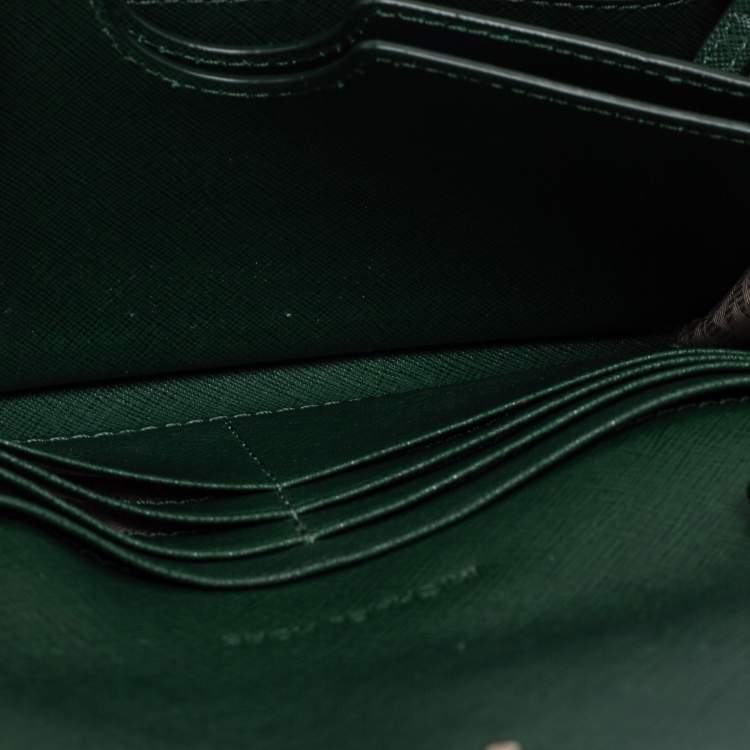 Pre Owned Michael Kors Green Leather Flap Crossbody Bag 