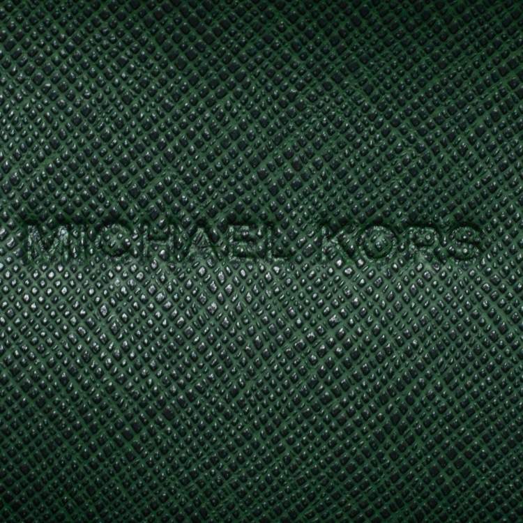 Pre Owned Michael Kors Green Leather Flap Crossbody Bag 