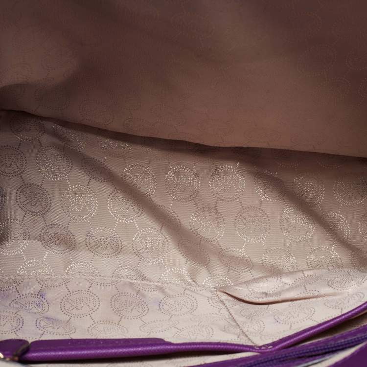 Pre Owned MICHAEL Michael Kors Violet Leather Large Jet Set Travel Tote
