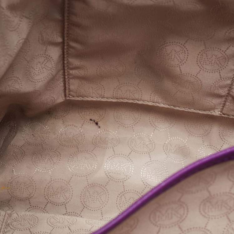 Pre Owned MICHAEL Michael Kors Violet Leather Large Jet Set Travel Tote