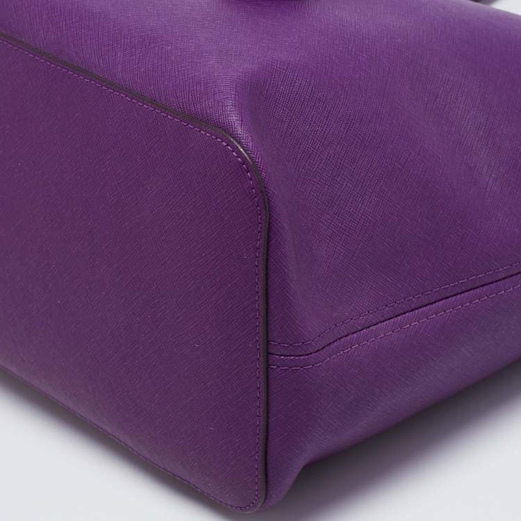 Pre Owned MICHAEL Michael Kors Violet Leather Large Jet Set Travel Tote