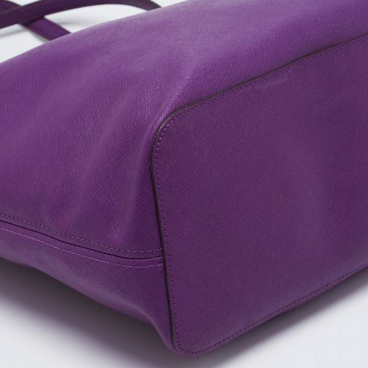 Pre Owned MICHAEL Michael Kors Violet Leather Large Jet Set Travel Tote