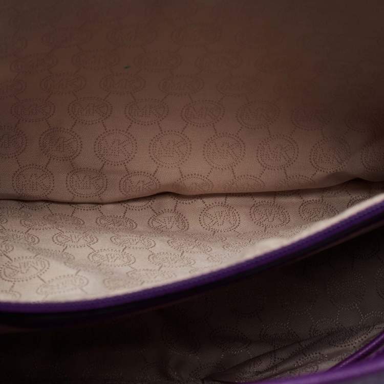 Pre Owned MICHAEL Michael Kors Violet Leather Large Jet Set Travel Tote
