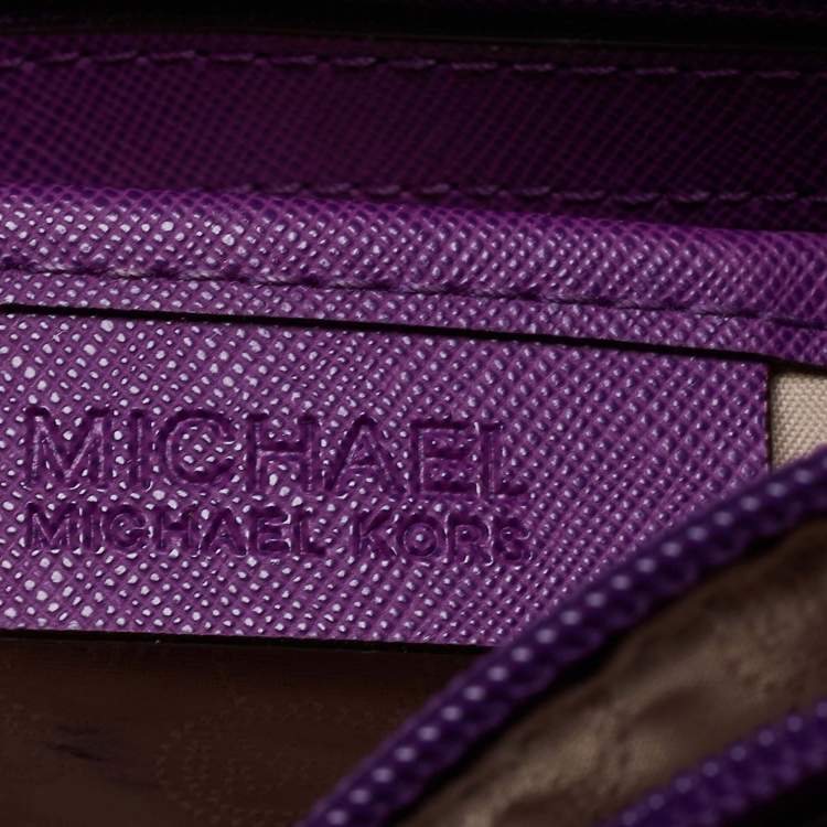 Pre Owned MICHAEL Michael Kors Violet Leather Large Jet Set Travel Tote