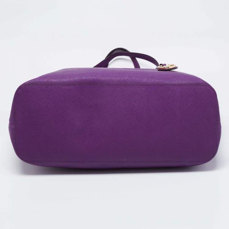 Pre Owned MICHAEL Michael Kors Violet Leather Large Jet Set Travel Tote