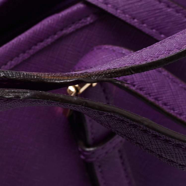 Pre Owned MICHAEL Michael Kors Violet Leather Large Jet Set Travel Tote