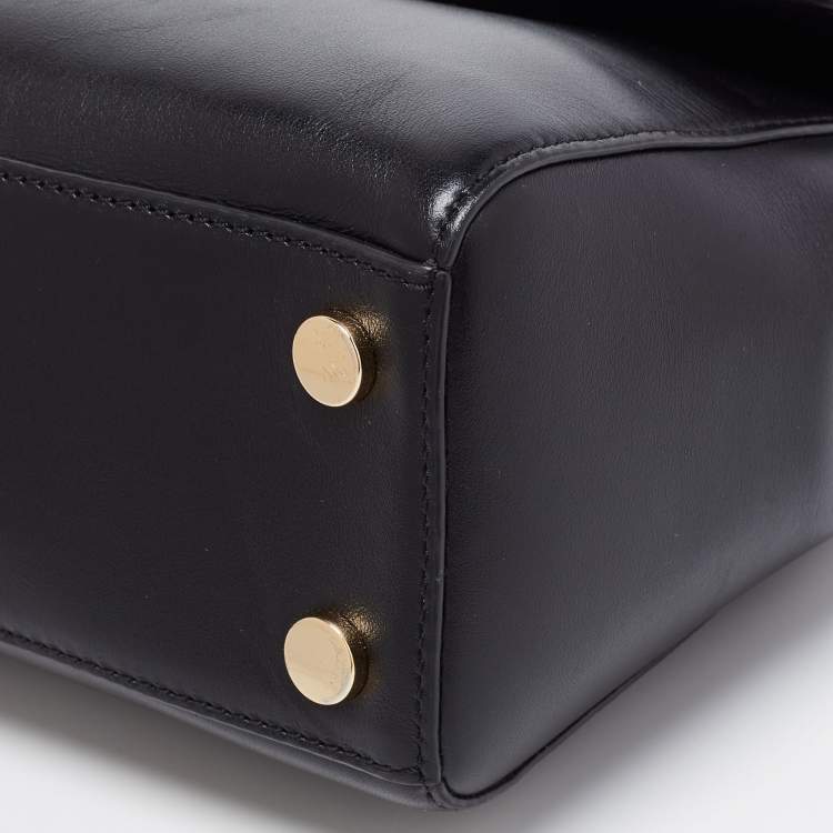 Pre Owned Michael Kors Black Leather Ava Top Handle Bag