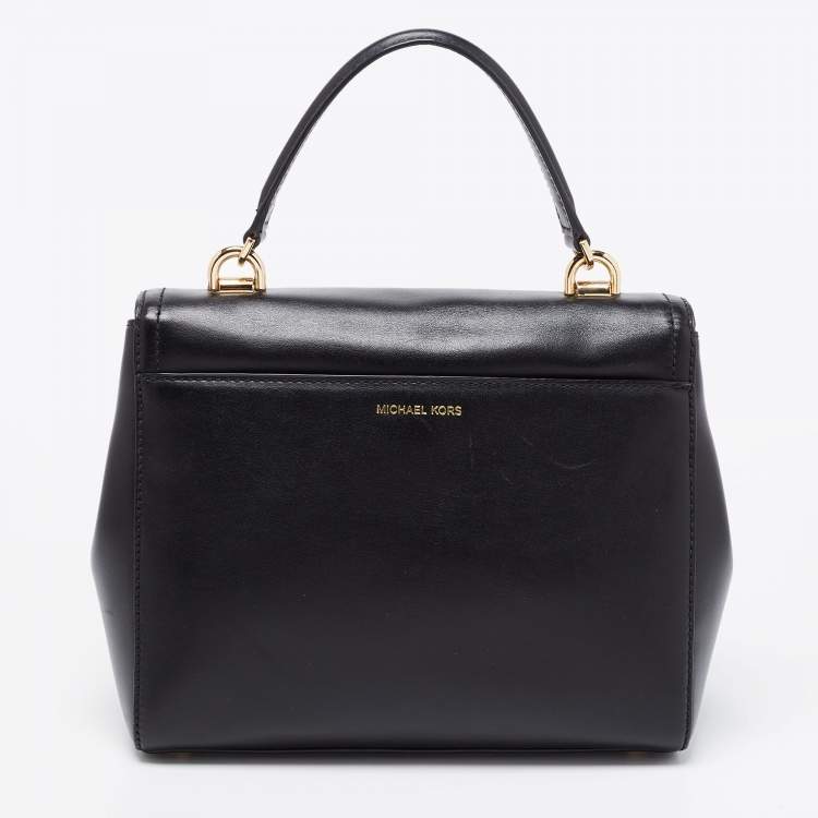 Pre Owned Michael Kors Black Leather Ava Top Handle Bag