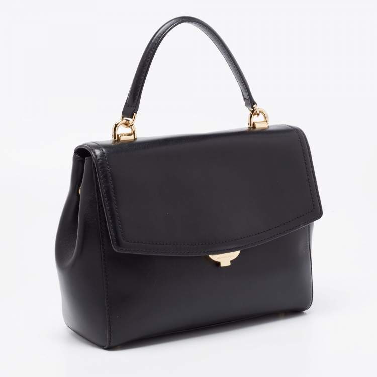 Pre Owned Michael Kors Black Leather Ava Top Handle Bag