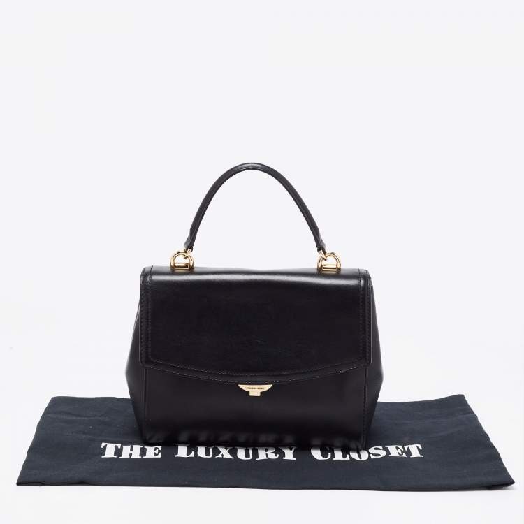 Pre Owned Michael Kors Black Leather Ava Top Handle Bag