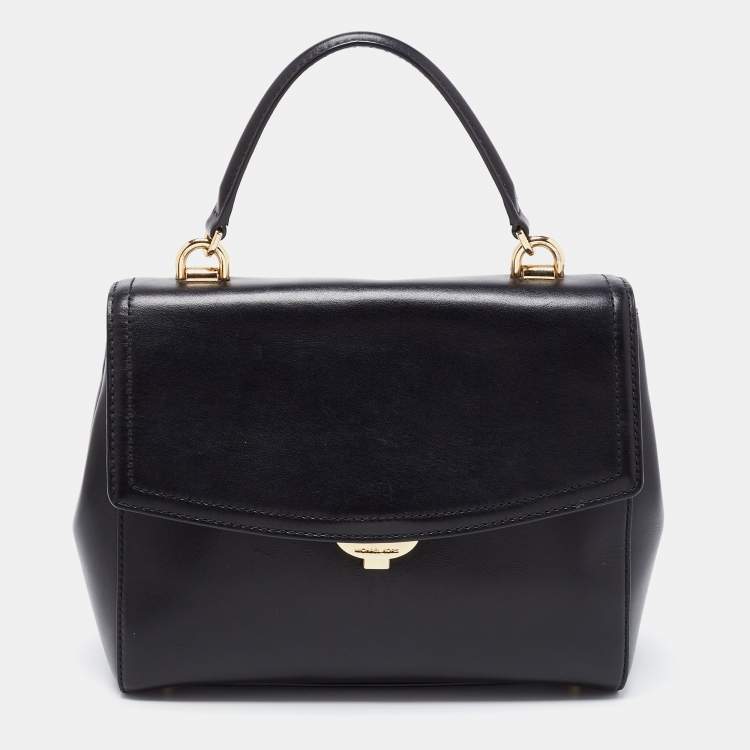 Pre Owned Michael Kors Black Leather Ava Top Handle Bag