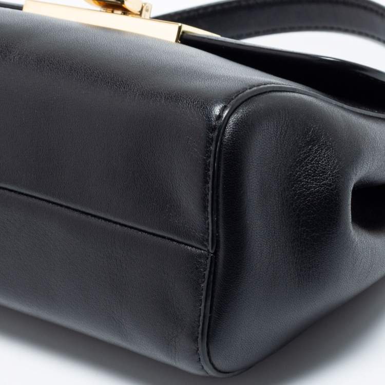Pre Owned Michael Kors Black Leather Small Marlow Top Handle Bag
