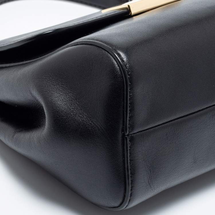 Pre Owned Michael Kors Black Leather Small Marlow Top Handle Bag