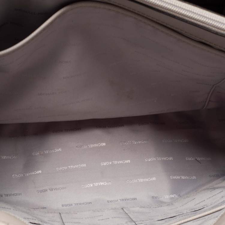 Pre Owned Michael Kors Grey Saffiano Leather Jet Set Tote