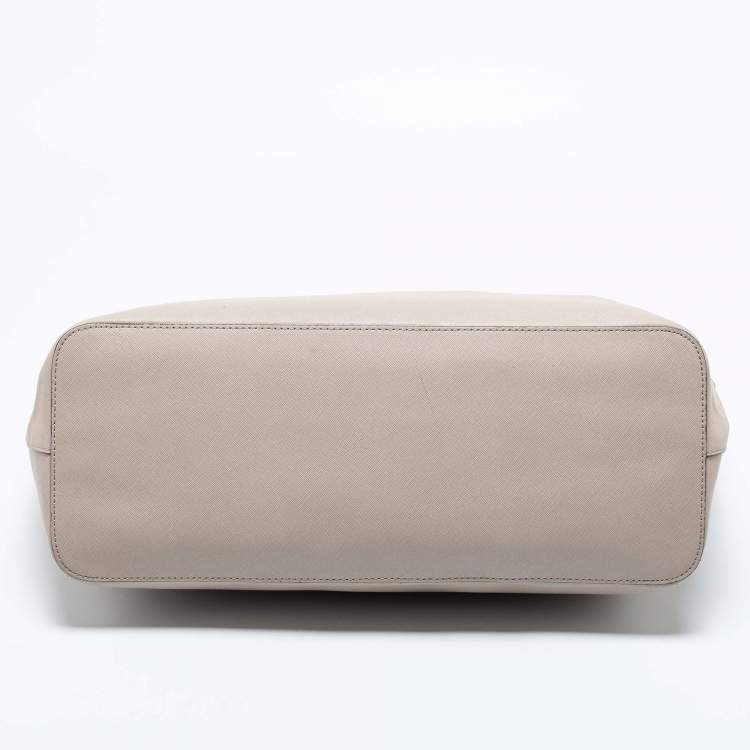 Pre Owned Michael Kors Grey Saffiano Leather Jet Set Tote