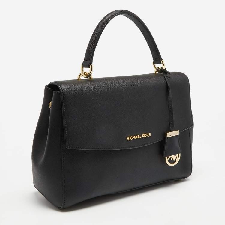 Pre Owned Michael Kors Black Leather Small Ava Top Handle Bag