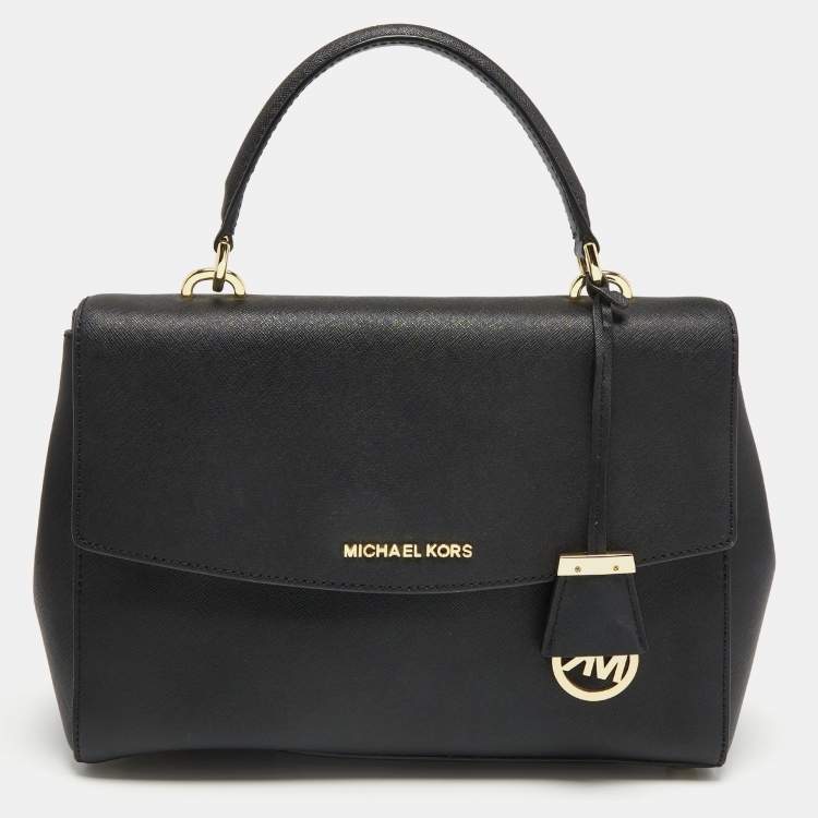 Pre Owned Michael Kors Black Leather Small Ava Top Handle Bag