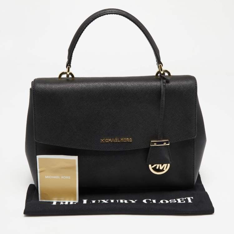 Pre Owned Michael Kors Black Leather Small Ava Top Handle Bag