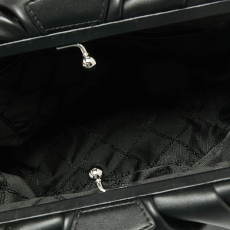 Pre Owned Michael Kors Black Faux Leather Extra-Large Nola Clutch Bag