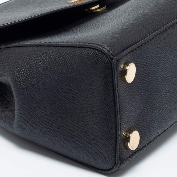 Pre Owned Michael Kors Black Leather Small Ava Top Handle Bag