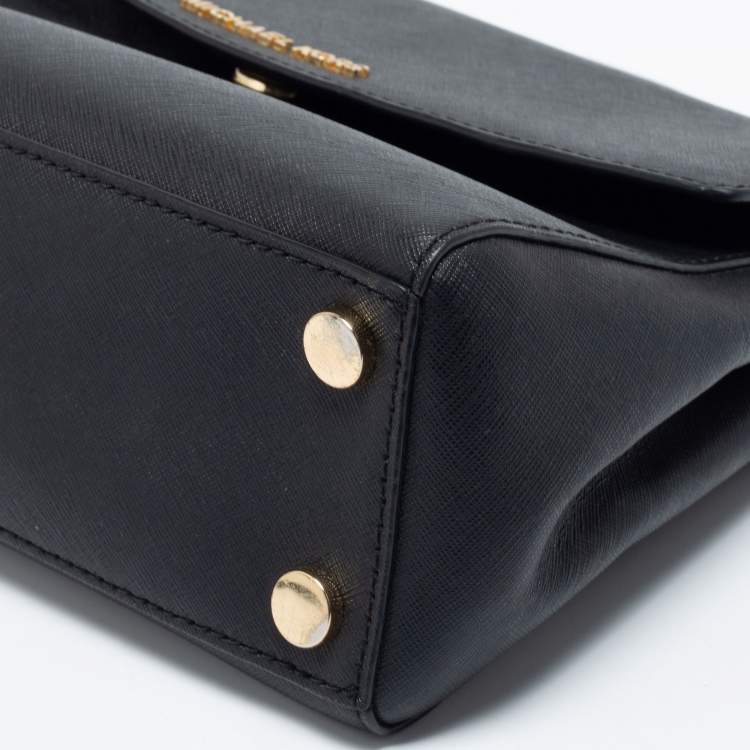 Pre Owned Michael Kors Black Leather Small Ava Top Handle Bag