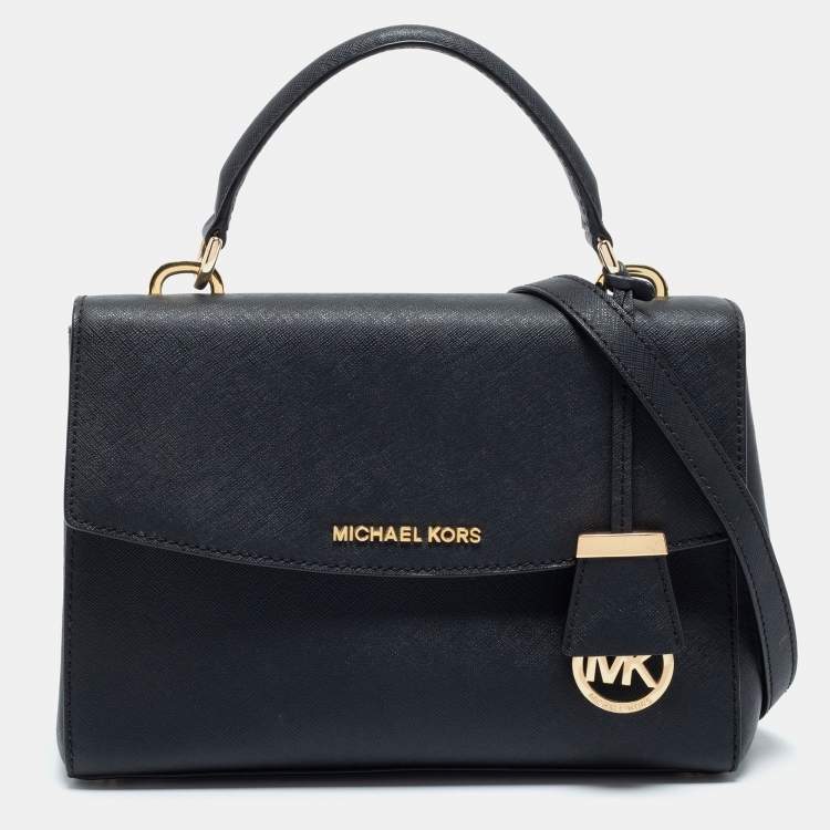 Pre Owned Michael Kors Black Leather Small Ava Top Handle Bag