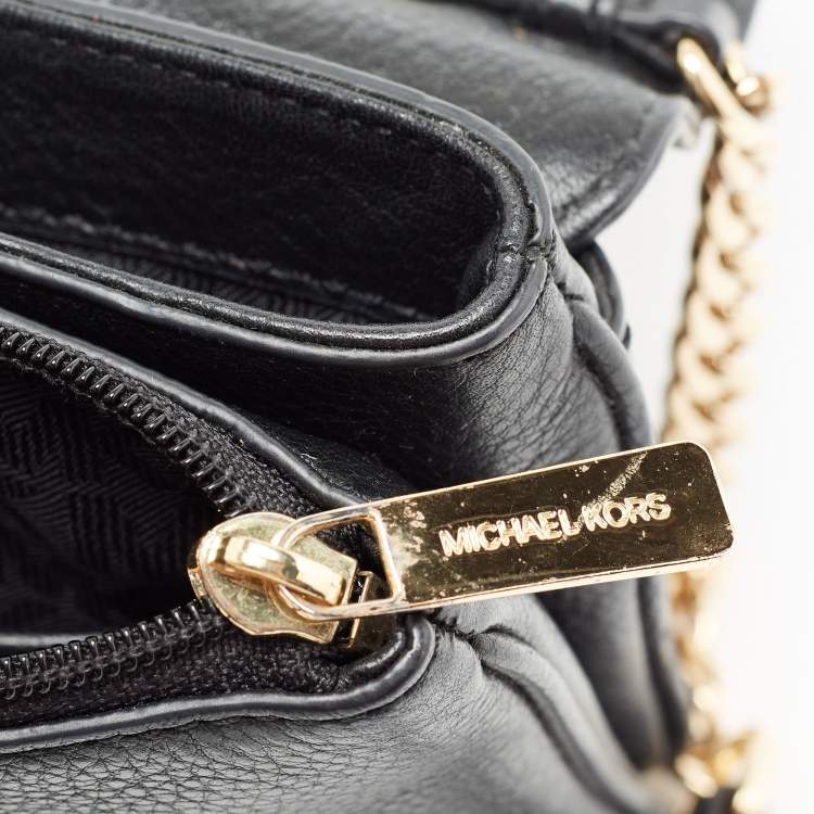 Pre Owned Michael Kors Black Leather Bedford Crossbody Bag