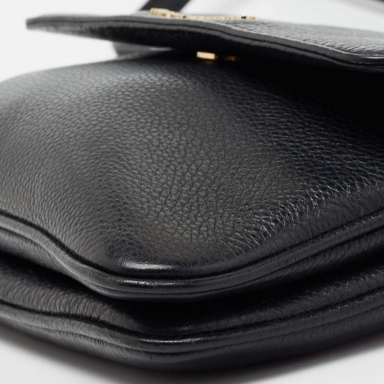 Pre Owned Michael Kors Black Leather Bedford Crossbody Bag