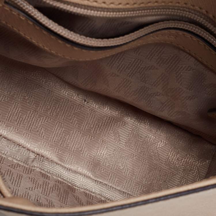 Pre Owned Michael Kors Beige Saffiano Leather Ava Extra Small Top Handle Bag