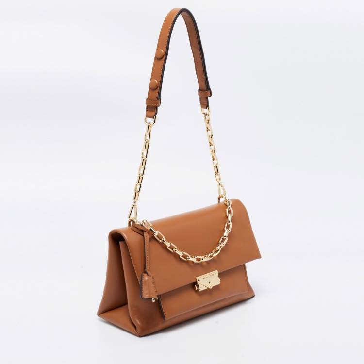 Pre Owned Michael Kors Tan Leather Cece Chain Top Handle Bag
