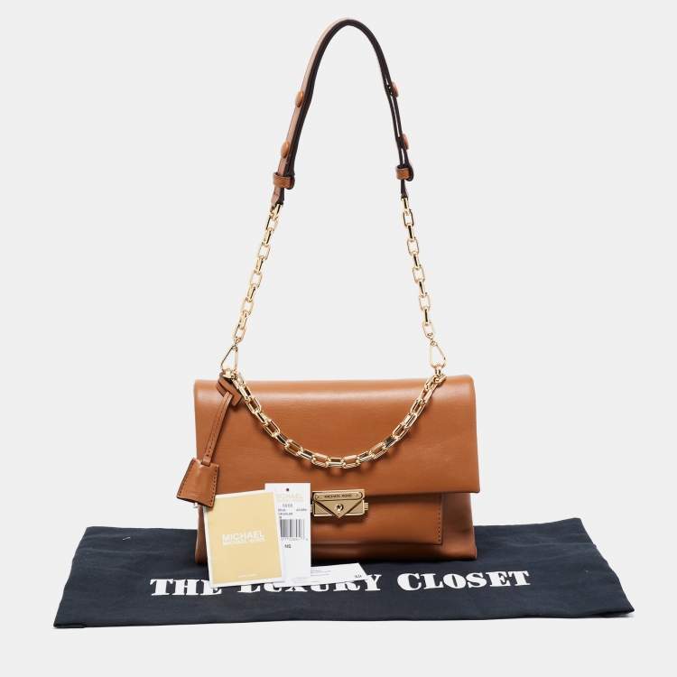 Pre Owned Michael Kors Tan Leather Cece Chain Top Handle Bag