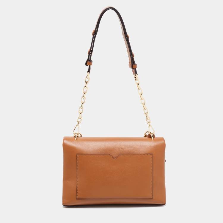 Pre Owned Michael Kors Tan Leather Cece Chain Top Handle Bag