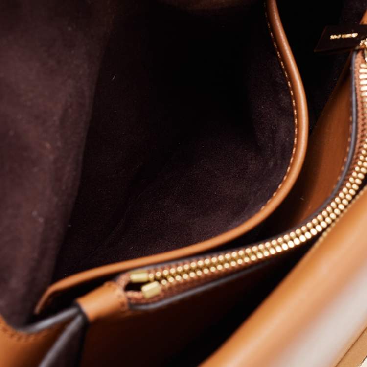 Pre Owned Michael Kors Tan Leather Cece Chain Top Handle Bag