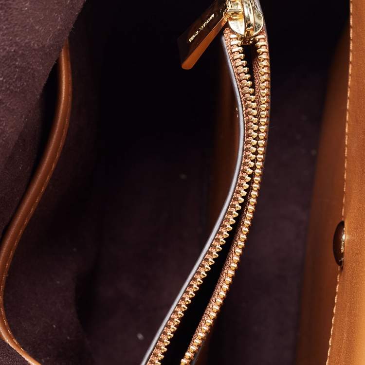 Pre Owned Michael Kors Tan Leather Cece Chain Top Handle Bag