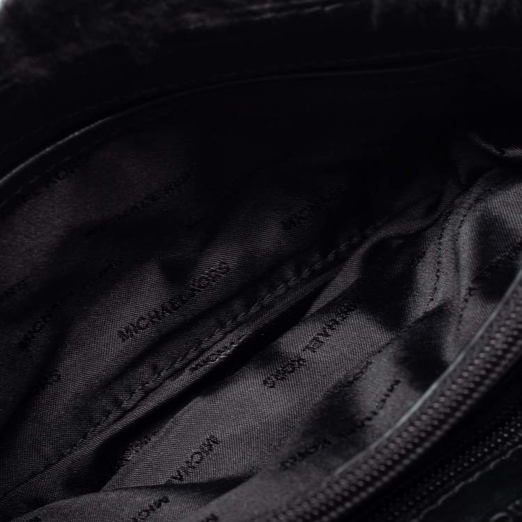 Pre Owned Michael Kors Black Shearling and Leather Trim Sloan Chain Shoulder Bag