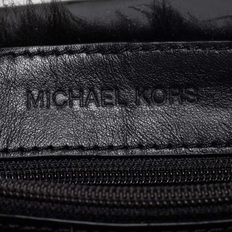 Pre Owned Michael Kors Black Shearling and Leather Trim Sloan Chain Shoulder Bag