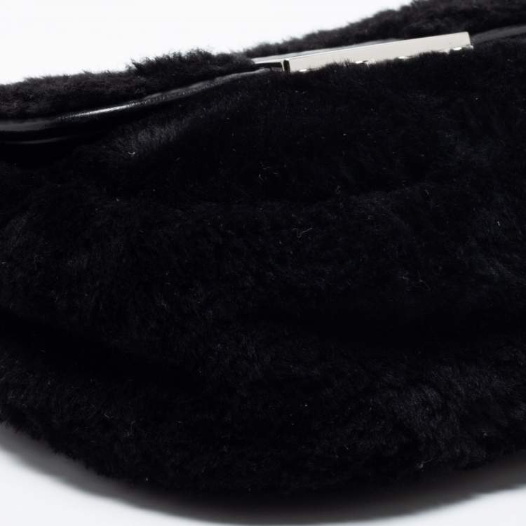 Pre Owned Michael Kors Black Shearling and Leather Trim Sloan Chain Shoulder Bag