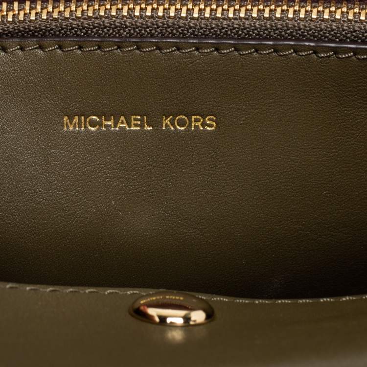 Pre Owned Michael Kors Green Leather Studded Medium Cece Shoulder Bag