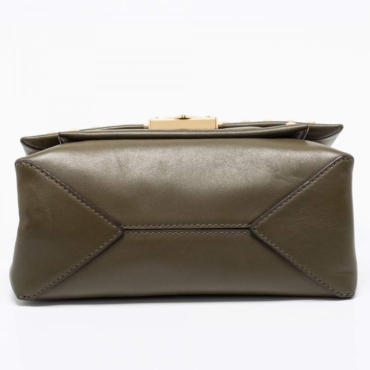 Pre Owned Michael Kors Green Leather Studded Medium Cece Shoulder Bag