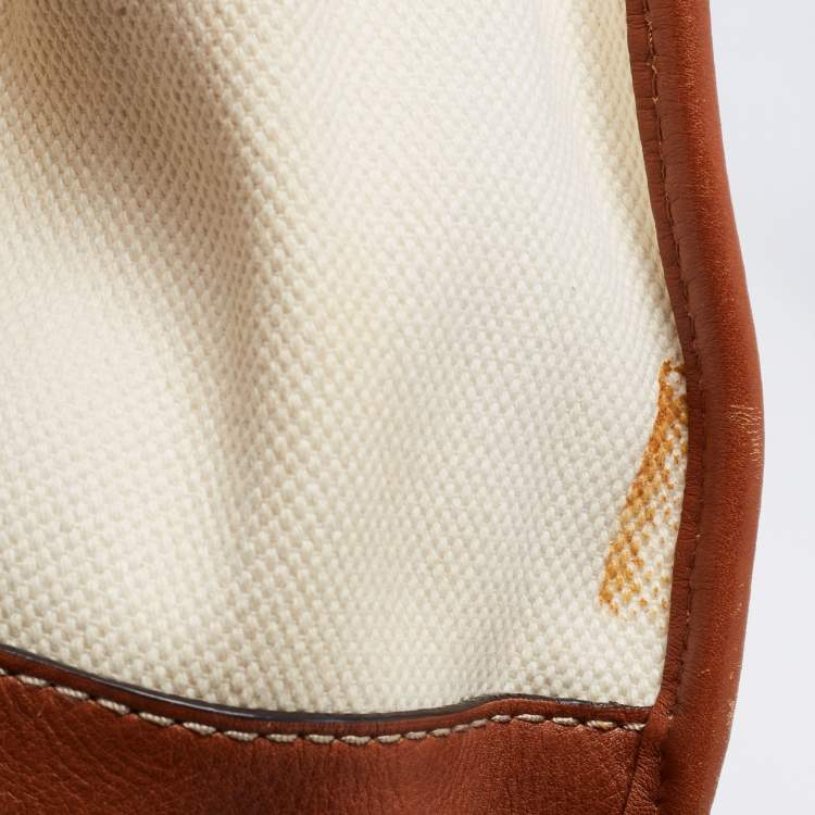 Pre Owned MICHAEL Michael Kors Tri Color Canvas and Leather Large Hamilton North South Tote