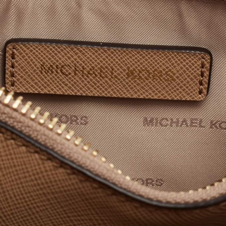 Pre Owned Michael Kors Brown Signature Canvas And Leather Mini Mercer Tote