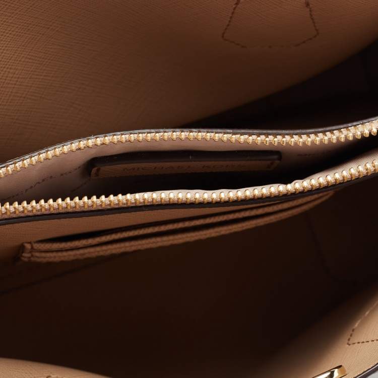 Pre Owned Michael Kors Brown Signature Canvas And Leather Mini Mercer Tote