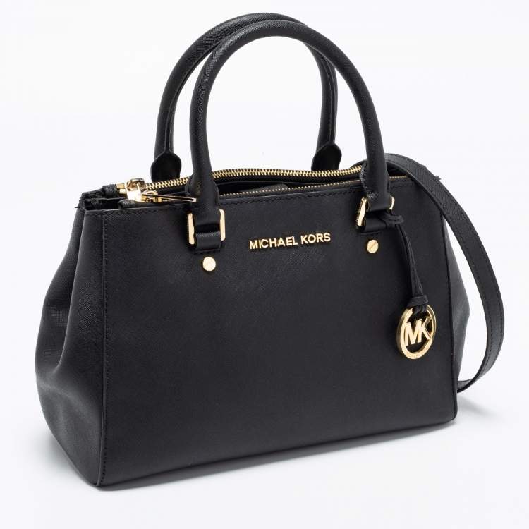Pre Owned Michael Kors Black Leather Medium Sutton Tote