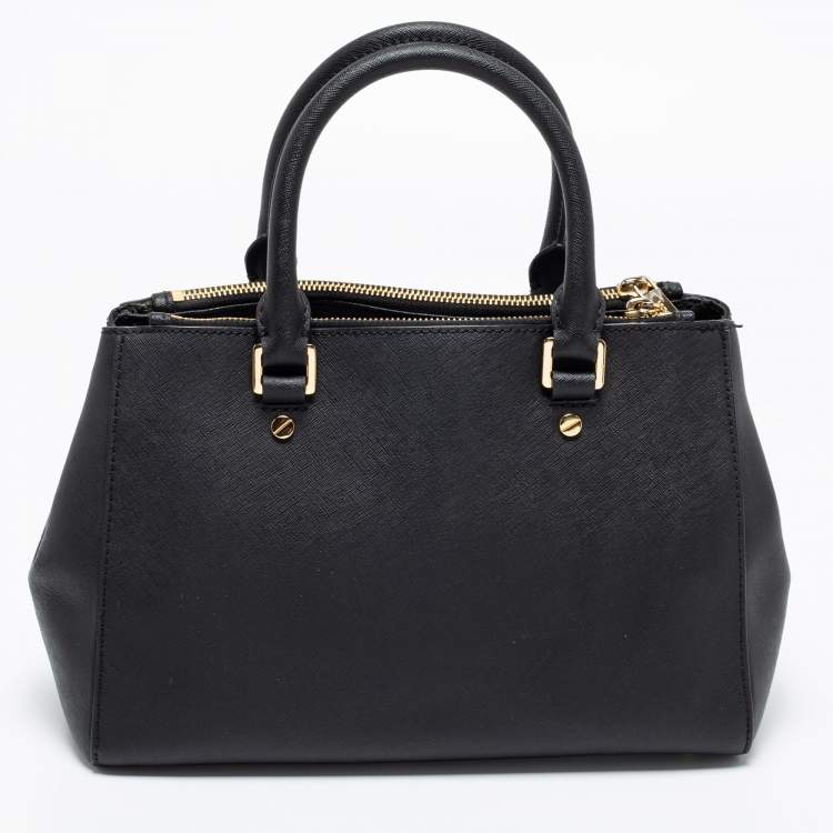 Pre Owned Michael Kors Black Leather Medium Sutton Tote